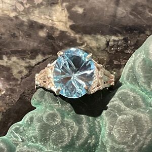 Fancy Cut Blue Topaz .925 Silver Ring